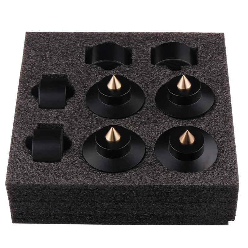 4-Piece Aluminum Audio Amplifier Shock Absorber Feet – HiFi Speaker & CD Player Anti-Vibration Pads