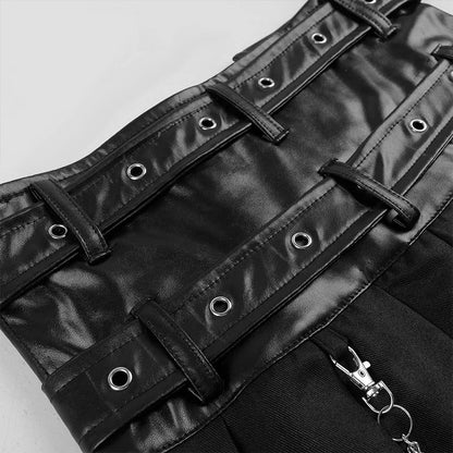 Unisex Leather Skirt – Gothic Punk Rock Casual Wear for Men, Large Size, Medieval & Scottish Style