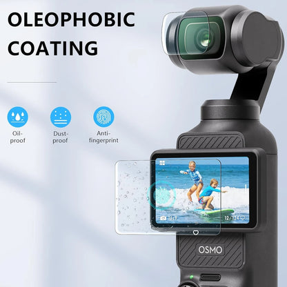 DJI OSMO Pocket 3 Screen Protector – 9H Tempered Glass Lens Cover, HD Transparent, Anti-Scratch Accessory