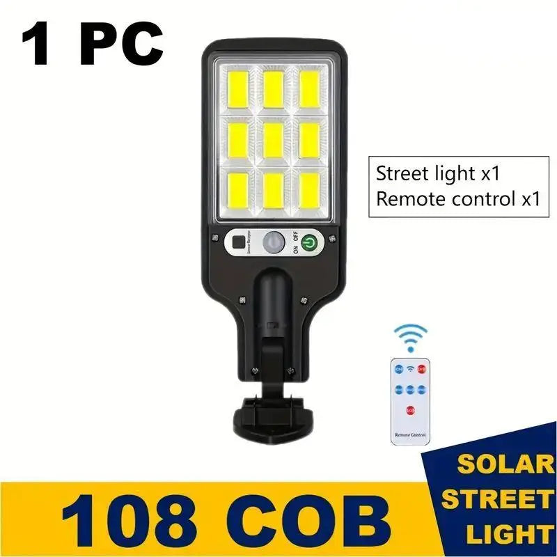1/2/4-Pack Solar Street Lights – 108 COB LED Outdoor Wall Lights with Remote Control, Motion Sensor & Adjustable 3 Modes