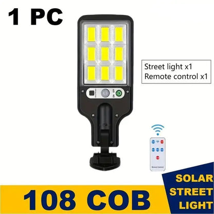 1/2/4-Pack Solar Street Lights – 108 COB LED Outdoor Wall Lights with Remote Control, Motion Sensor & Adjustable 3 Modes
