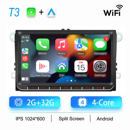 2DIN Android Car Radio for Volkswagen Golf 5/6, Polo, Passat B6/B7, CC, Skoda, Jetta - Multimedia, CarPlay, Wifi & GPS Navigation