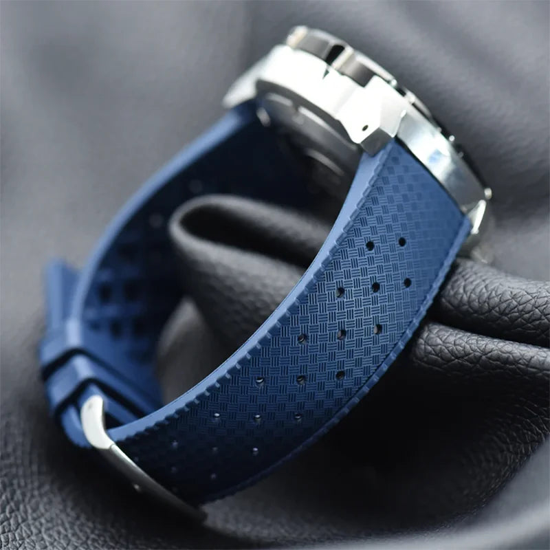 Classic Tropical Style FKM Watch Strap - 18mm, 20mm, 22mm Replacement Band for Seiko, Oris, Citizen