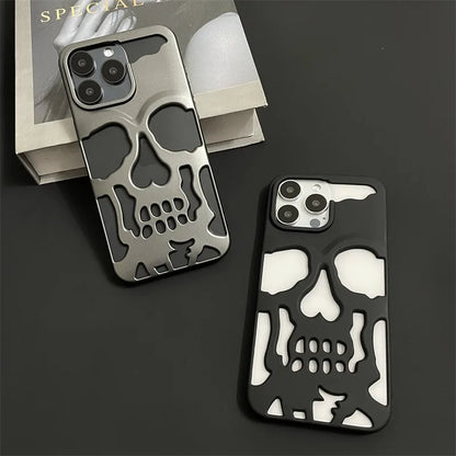 Cool Hollow Skull Ghostface Plating iPhone Case – Heat Dissipation Slim Cover for iPhone 14-17 Pro Max