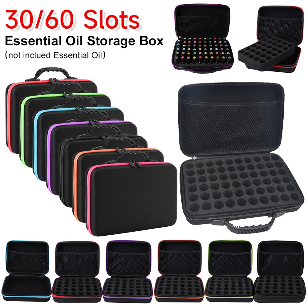 Portable Essential Oil Storage Case – 60/30 Bottles, 15/10ml Perfume Carrying Bag for Travel