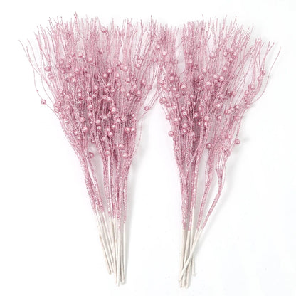 5PCS Glitter Artificial Berry Bouquet | Christmas Tree Ornament & Home Decor for New Year 2026, Navidad DIY Wreath Accessories