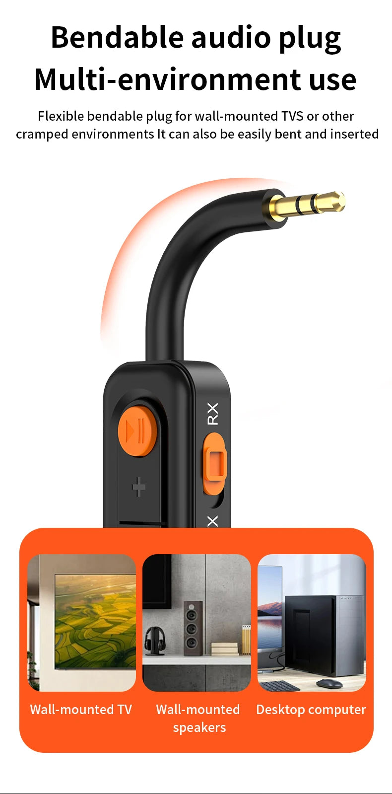 Bluetooth 5.4 Audio Transmitter Receiver – 3.5mm AUX HiFi Stereo Wireless Adapter with Mic for Car, Airplane, TV, PC & Headphones