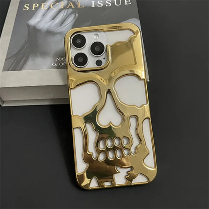 Cool Hollow Skull Ghostface Plating iPhone Case – Heat Dissipation Slim Cover for iPhone 14-17 Pro Max