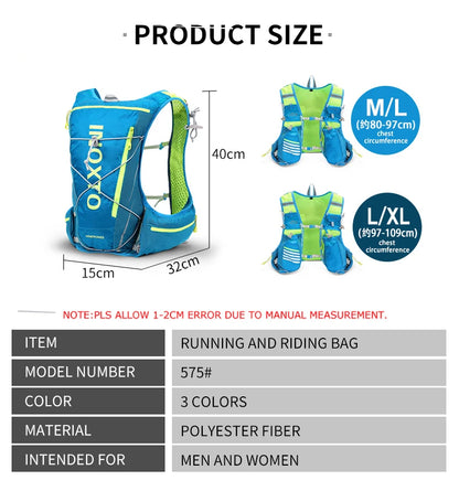 8L Running & Cycling Hydration Vest Backpack — Hiking & Marathon Water Pack with 1.5L Bladder and 500ml Bottle
