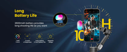 AOCHUAN Smart XE Combo1 3-Axis Handheld Gimbal Stabilizer – iPhone & Android Smartphone with Extension Rod