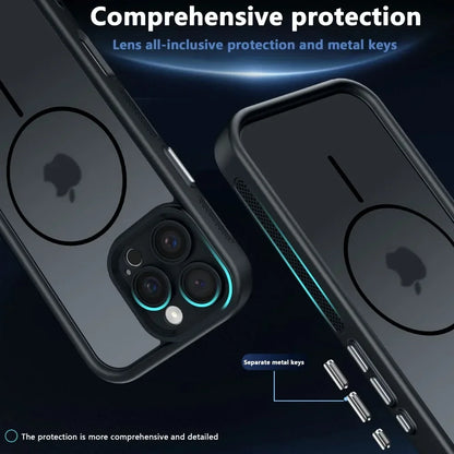 Luxury Matte MagSafe Transparent Case — Shockproof Magnetic Bumper Cover for iPhone 11–17 Pro/Max/Plus/Air