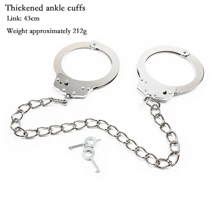 DUTRIEUX Stainless Steel Handcuffs – Adjustable Metal Ankle & Wrist Cuffs with Chain, BDSM Bondage Restraints for Couples