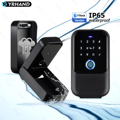 YRHAND TTlock Smart Password Fingerprint Lock Box – Digital Card & Tuya-Compatible Portable IP66 Security for Smart Homes
