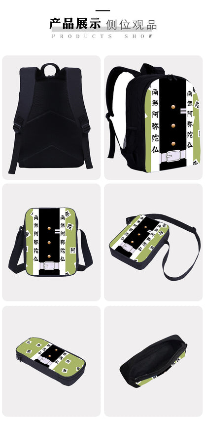 3PC One Piece Luffy School Backpack Set – Rechargeable Anime Bag for Boys & Girls, Student Cartoon Mochila