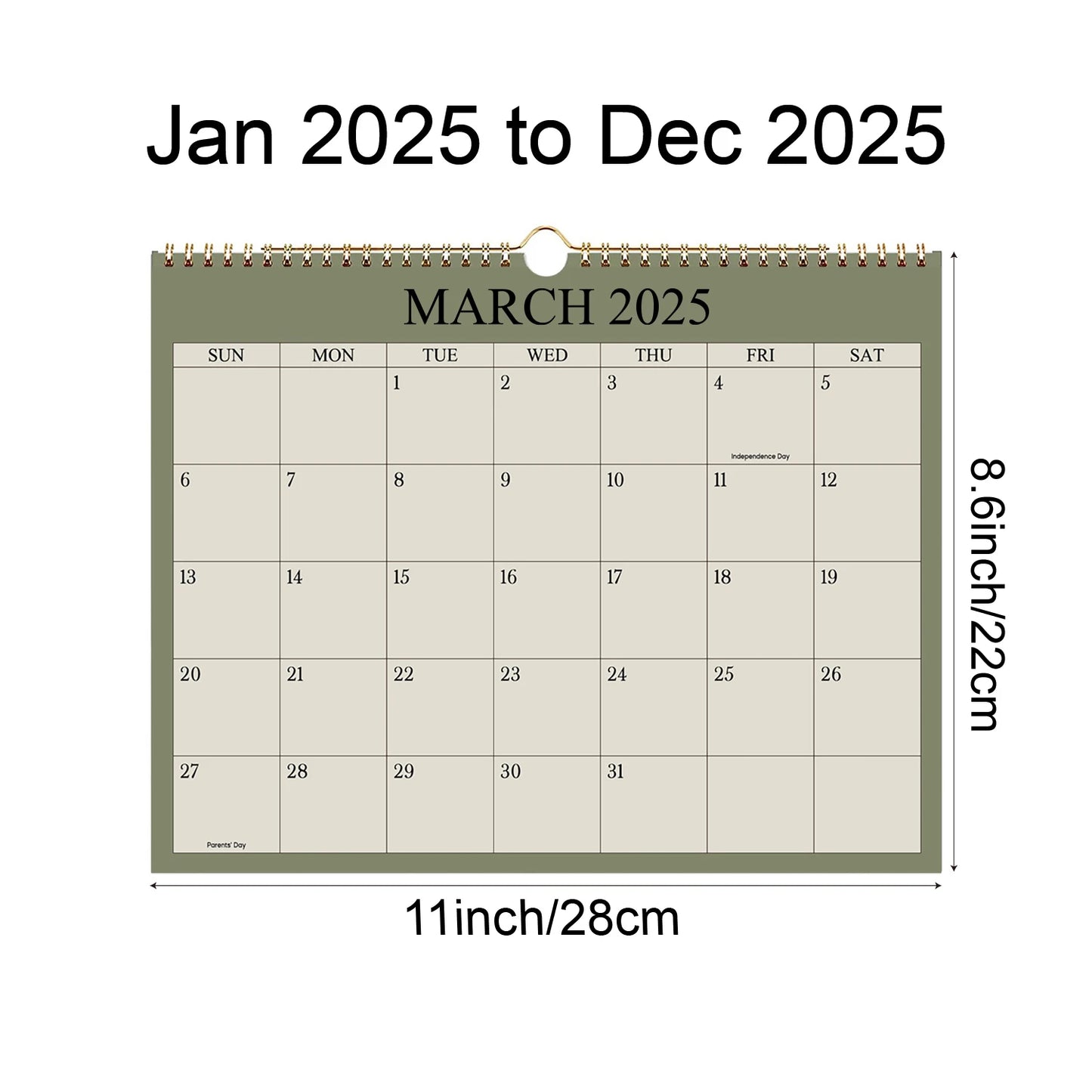 2025 Wall Calendar – 12-Month Planner (Jan-Dec), 8.7"x11" Office & Home Organizer