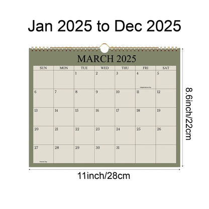 2025 Wall Calendar – 12-Month Planner (Jan-Dec), 8.7"x11" Office & Home Organizer