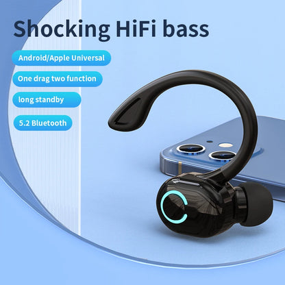 Wireless Bluetooth Earphones – HiFi Bass Ear-Hook Earbuds with HD Mic, Noise Cancelling, Waterproof Sports Gaming Headset