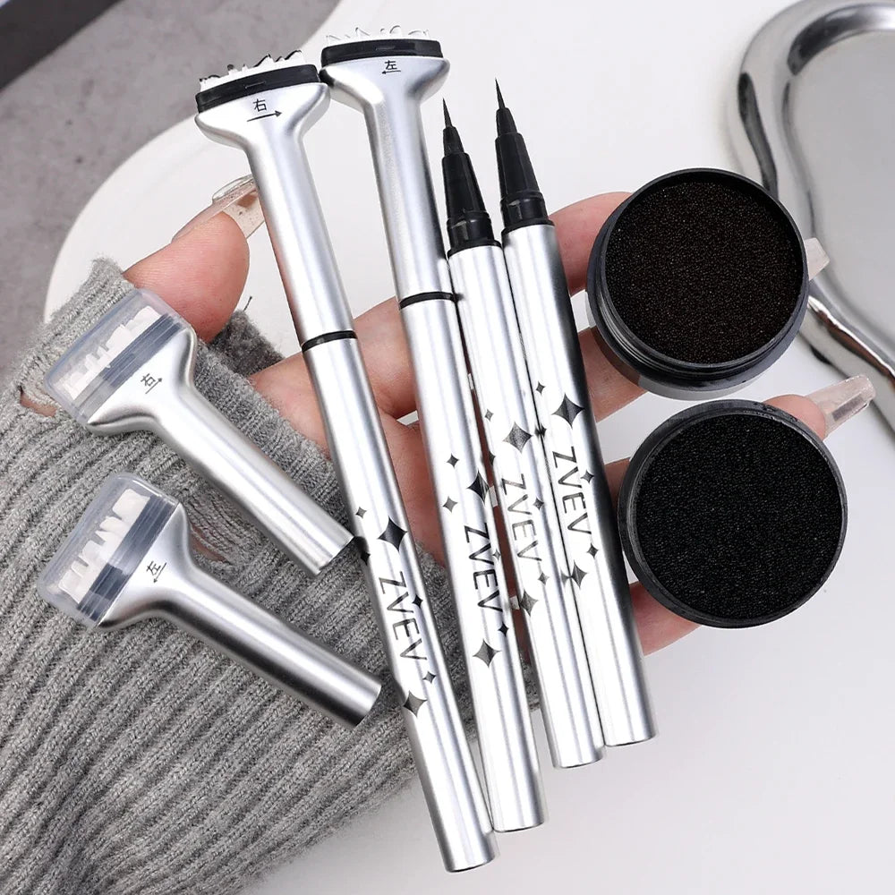 Reusable 2-in-1 Eyelash Stamps Pen - Quick Dry Black/Brown Liquid Eyeliner for Lower Lash Seal & Eyelash Simulation Makeup