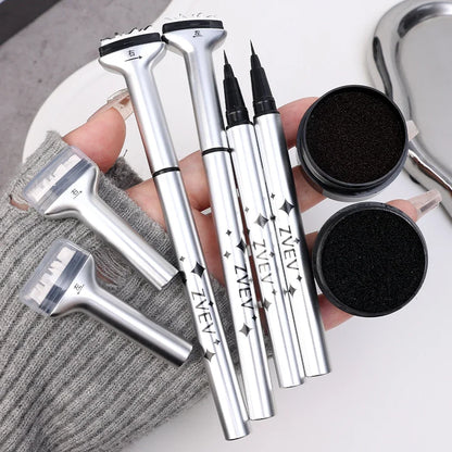 Reusable 2-in-1 Eyelash Stamps Pen - Quick Dry Black/Brown Liquid Eyeliner for Lower Lash Seal & Eyelash Simulation Makeup