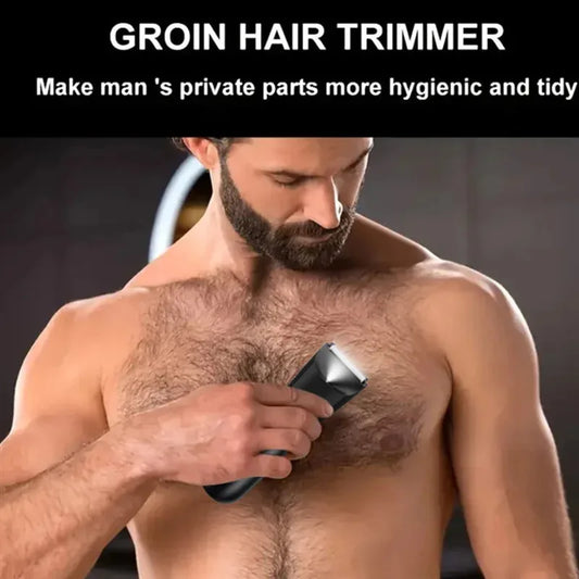 Men’s Electric Groin & Body Hair Trimmer – Ball Trimmer with Ceramic Blade, 2 Guard Attachments, Wet & Dry Shaver