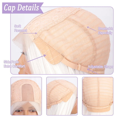 I's a wig Long Straight White Cosplay Wigs: Synthetic Wigs for Women in 60, 613, Blonde, Grey, Pink, Black - Ideal for Daily Party and Lolita