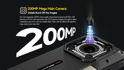 Ulefone Armor 26 Ultra 5G Rugged Waterproof Smartphone - 120W Fast Charging, 15600mAh, 200MP+64MP, 24GB+512GB, NFC