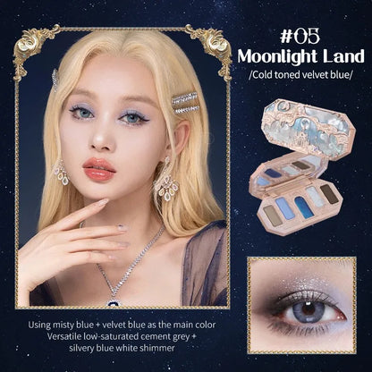 Flower Knows Moonlight Mermaid Eyeshadow Palette – 5-Color Matte, Shimmer & Glitter Waterproof Eye Shadow