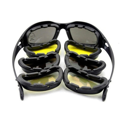 Daisy C5 Army Goggles Desert Storm - 4 Lens Polarized Hunting Sunglasses with UVA/UVB Protection for Outdoor Sports and Motorcycle Riding