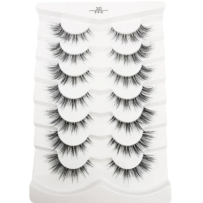 HBZGTLAD 7 Pairs Cat Eye Faux Mink Lashes – Clear Band, Wispy & Natural Full Strip Eyelashes