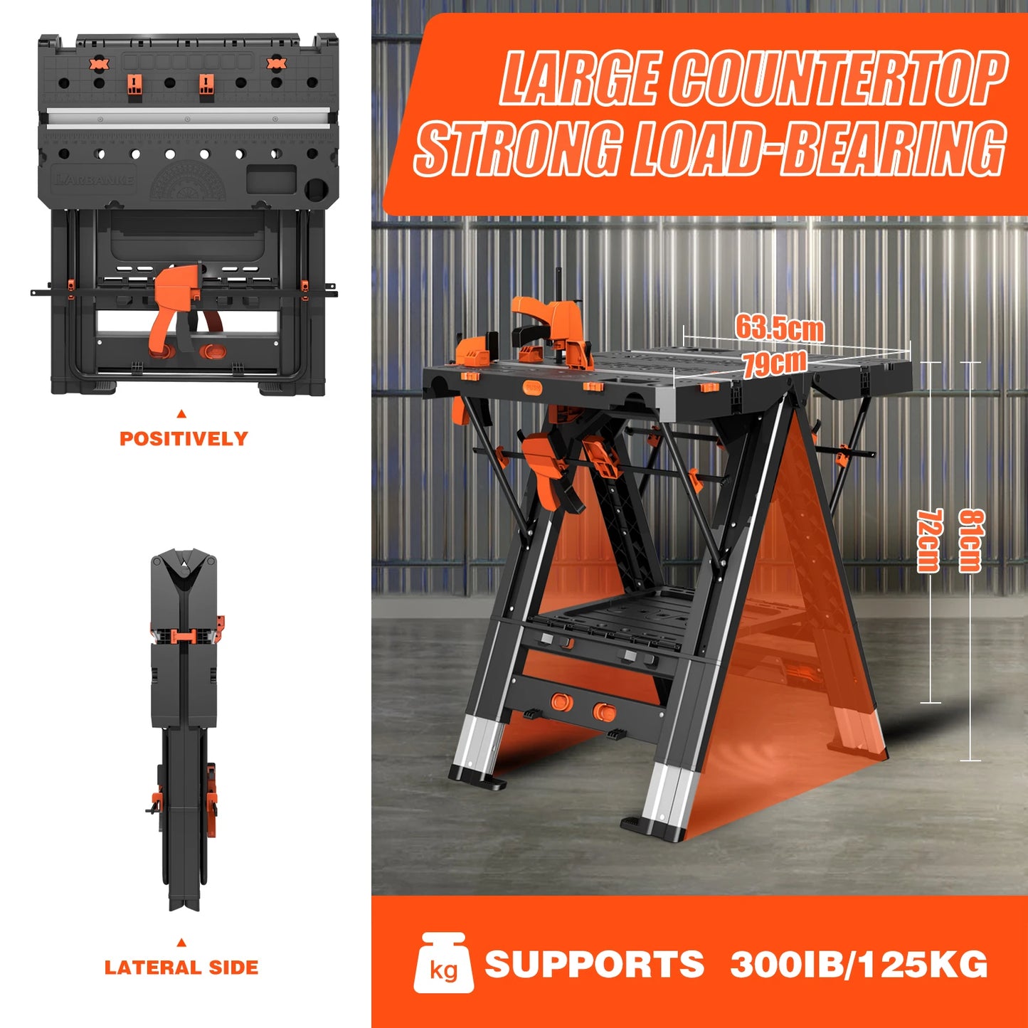 2-in-1 Folding Workbench – Waterproof Portable Adjustable Work Table 31" x 25" x 32"