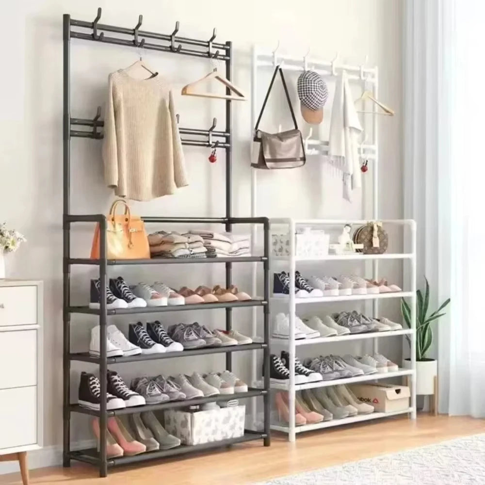 Multi-Layer Shoe and Hat Rack - Multifunctional Floor Standing Storage for Shoes, Sneakers, and Coats, Dormitory Organizer Cabinet