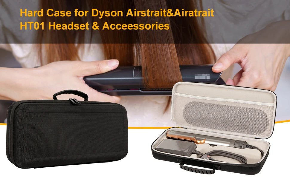 Hard EVA Case for Dyson Airstrait HT01 – Portable Travel Storage Bag for Hair Straightener & Accessories