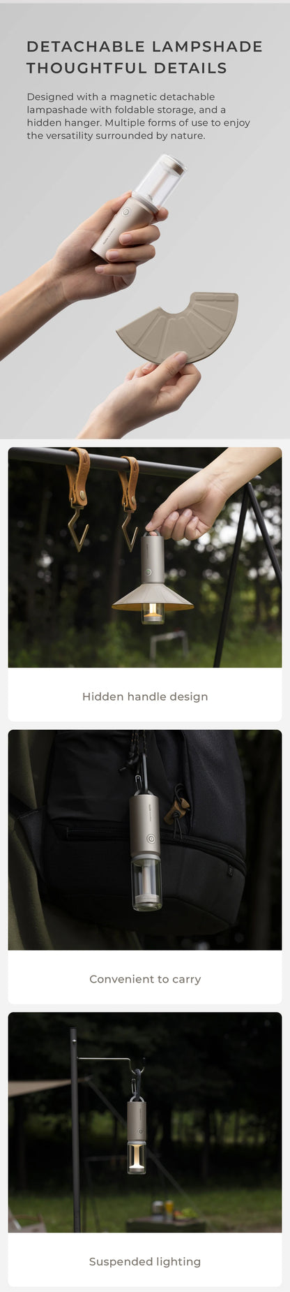 HOTO Rechargeable Camping Light – Waterproof Flashlight & Lantern with 3 Modes, Mini Outdoor Hanging Tent Lamp