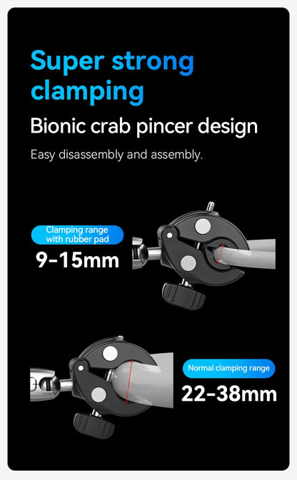 TELESIN Motorcycle Bike Monopod, Panoramic Handlebar Mount, Invisible Selfie Stick Bracket for GoPro Hero, DJI, Insta360