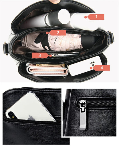 Luxury Women’s Leather Handbag – Large Capacity Shoulder & Crossbody Designer Bag