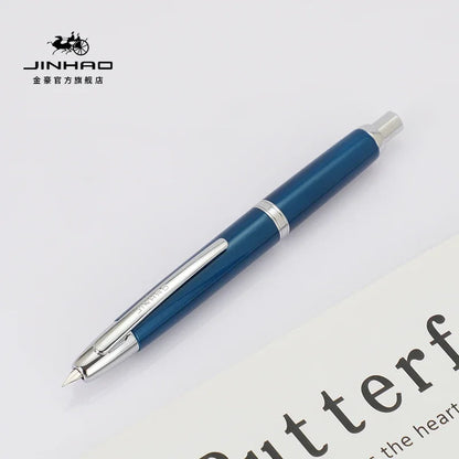 JINHAO 10 Metal Pearl Blue Fountain Pen – EF/F Nib, Pattern Design | Ink Pens for School, Office & Gifts