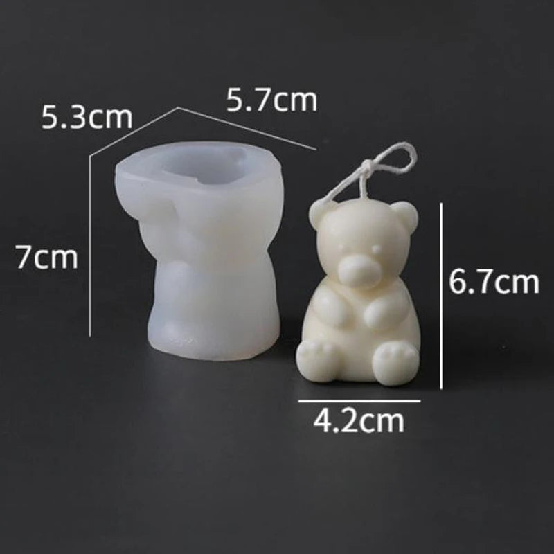 3D Cute Cartoon Bear Silicone Candle Mold | Resin, Gypsum, Ice Cube Baking Mold | Bedroom Decor | Birthday Party, Wedding Souvenirs