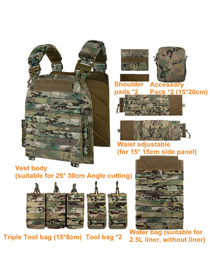 YAKEDA 6094 Tactical Vest – Lightweight Quick Release Combat Plate Carrier, 1000D Nylon Molle Hunting Vest in Black