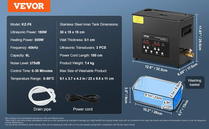 SucceBuy Ultrasonic Cleaner – 2L to 15L Portable Dishwasher with Timer for Home Use