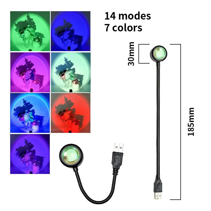 RGB Sunset Lamp Projection LED Night Light - Perfect for Photography, Selfies, Parties - Home Decor for Living Room and Bedroom