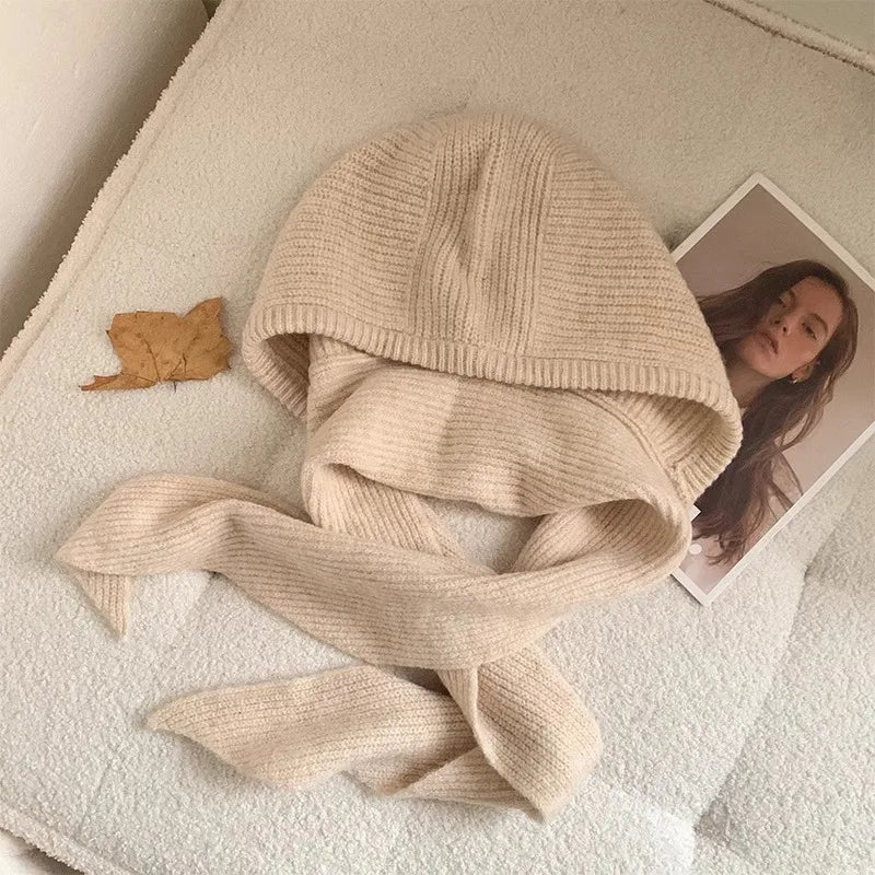 Autumn & Winter Hat and Scarf Set – Wool Knit Earmuffs, Fashionable Neck Warmer for Women