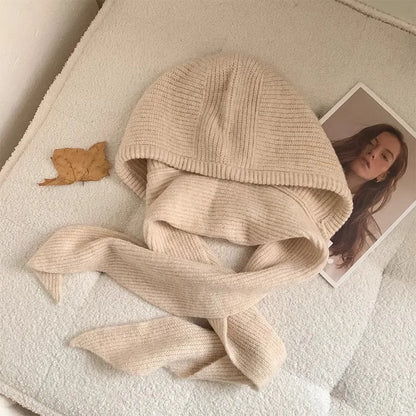 Autumn & Winter Hat and Scarf Set – Wool Knit Earmuffs, Fashionable Neck Warmer for Women