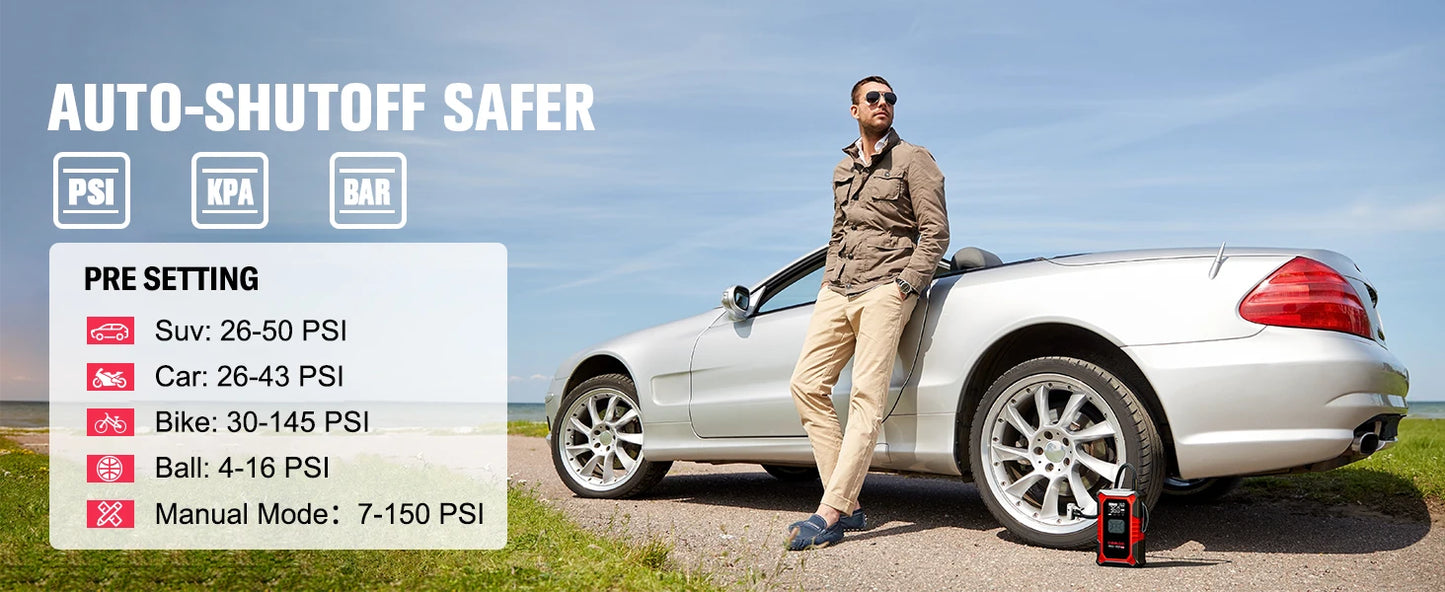 GOOLOO A3 3000A Jump Starter with Air Compressor – Portable Car Battery Booster for 9.0L Gas & 6.5L Diesel, 150PSI with Auto Shut-Off