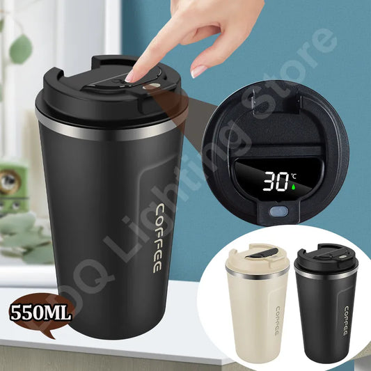 Smart Stainless Steel Coffee Tumbler - Intelligent Temperature Display Thermos Cup, Portable Travel Mug Available in 380ml, 510ml, 550ml Sizes