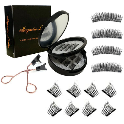 12PCS Magnetic False Eyelashes – Half Lashes Set with Double Box, Mirror & Applicator, Reusable Beauty Makeup
