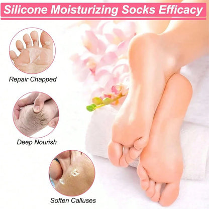 2PCS Silicone Foot Care Socks – Moisturizing, Softening Dry & Cracked Heels for Men & Women