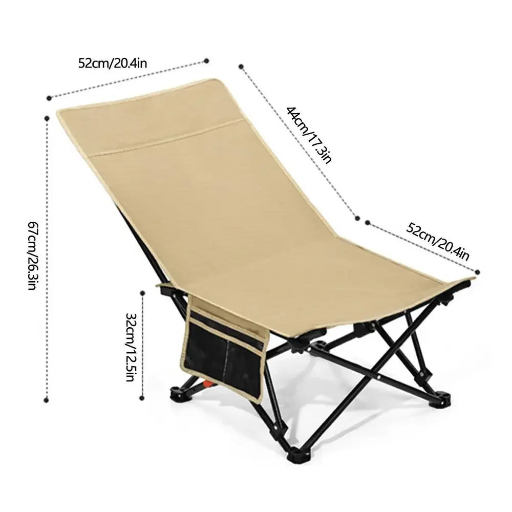 Camping Folding Moon Chair – Portable Ultra-Light Outdoor Chair with Side Pocket for Fishing & Travel