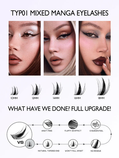 GROINNEYA Eyelash Clusters Kit – DIY Lash Extension with Bond & Seal, Waterproof Strong Hold & Tweezers