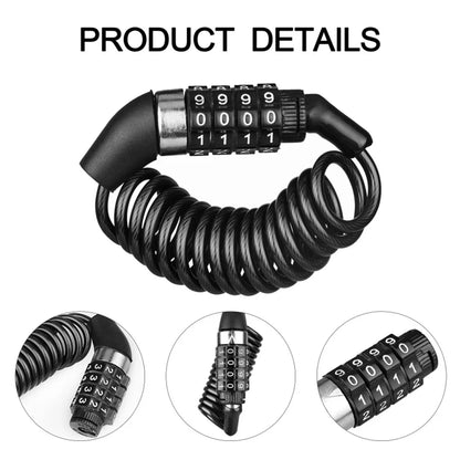 Durable 4-Digit Combination Helmet Lock Chain - Anti-Theft Bike & Motorcycle Cable Lock, Portable Stitch Motor Part