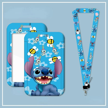 Disney Anime Stitch Badge Holder – Kawaii Card Holder Lanyard for Students, Kids, Campus Neck Strap Gift
